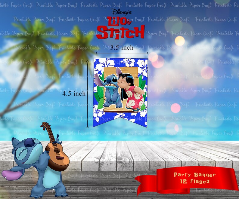 Lilo and Stitch Disney Banner Printable Party Birthday | Etsy