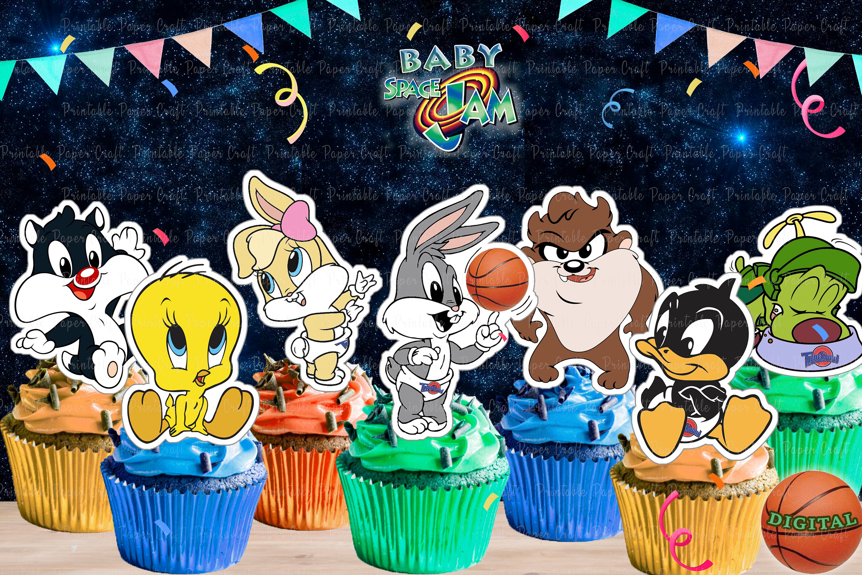 Baby Space Jam Cupcake Toppers Space Jam Birthday Baby Space Etsy