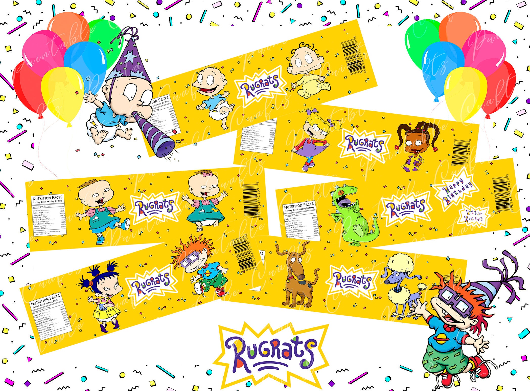 Rugrats Water Bottle Labels Rugrats Water Bottle Party Decor | Etsy
