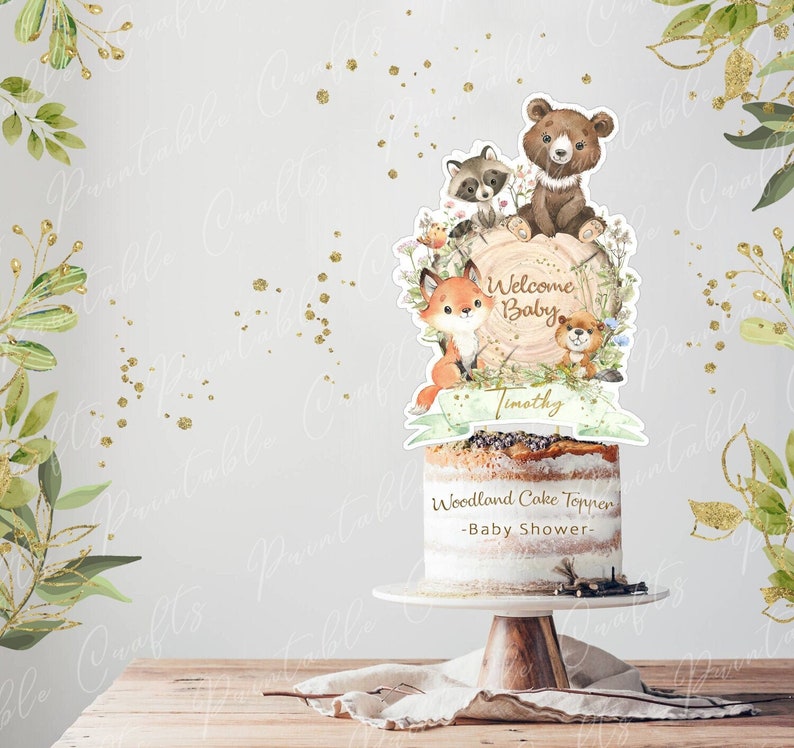 Woodland Cake Topper Woodland Animals Centerpieces Woodland Etsy