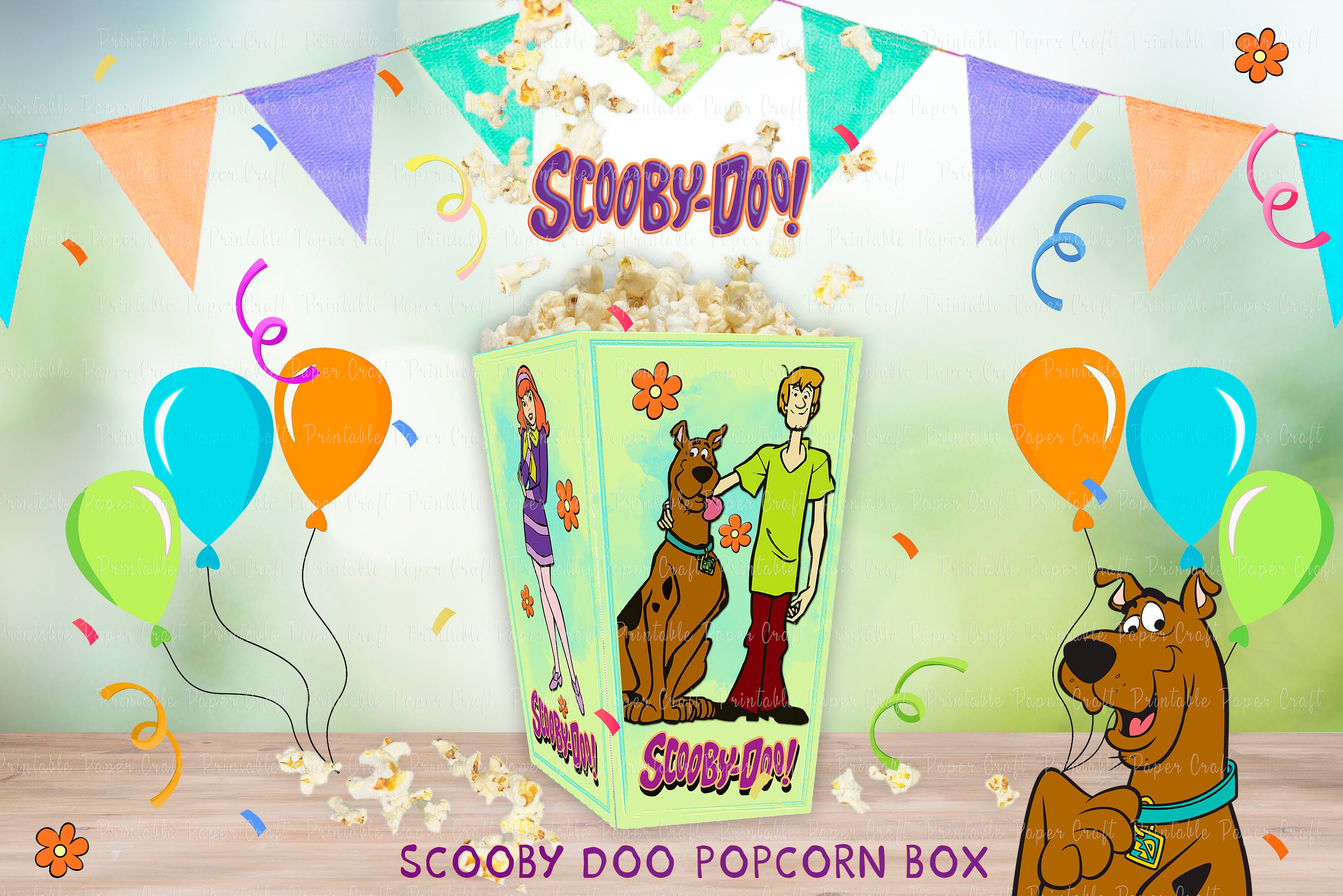 Scooby Doo Popcorn Box Scooby Doo Birthday Party Favor | Etsy