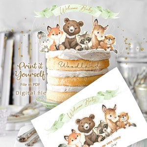 Woodland Cake Topper, Woodland Animals Centerpiece, Woodland Baby ...