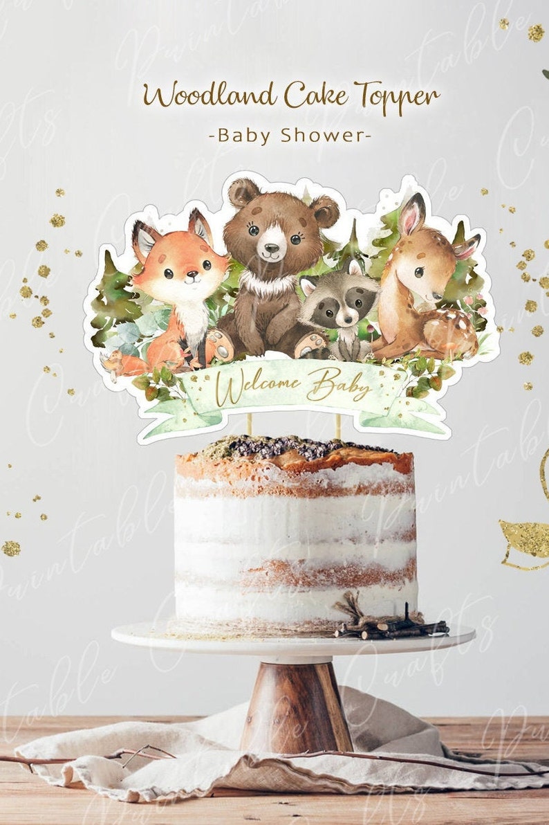 Woodland Cake Topper Woodland Animals Centerpieces Woodland Etsy