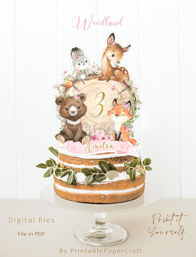 Woodland Cake Topper Woodland Animals Centerpieces Woodland Etsy