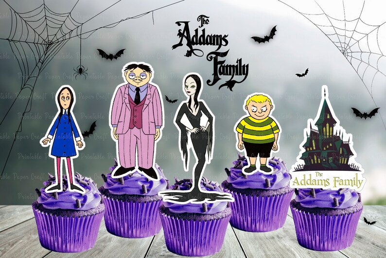 Addams Family Cupcake Toppers Addam's Cupcake Topper Etsy