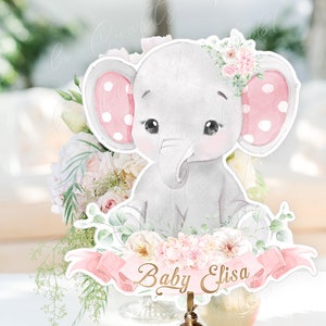 Elephant Cake Topper, Elephant Baby Shower Decor, 1st Birthday, Elephant Baby Shower Party Cake Centerpiece, Elephant Party Supplies Digital