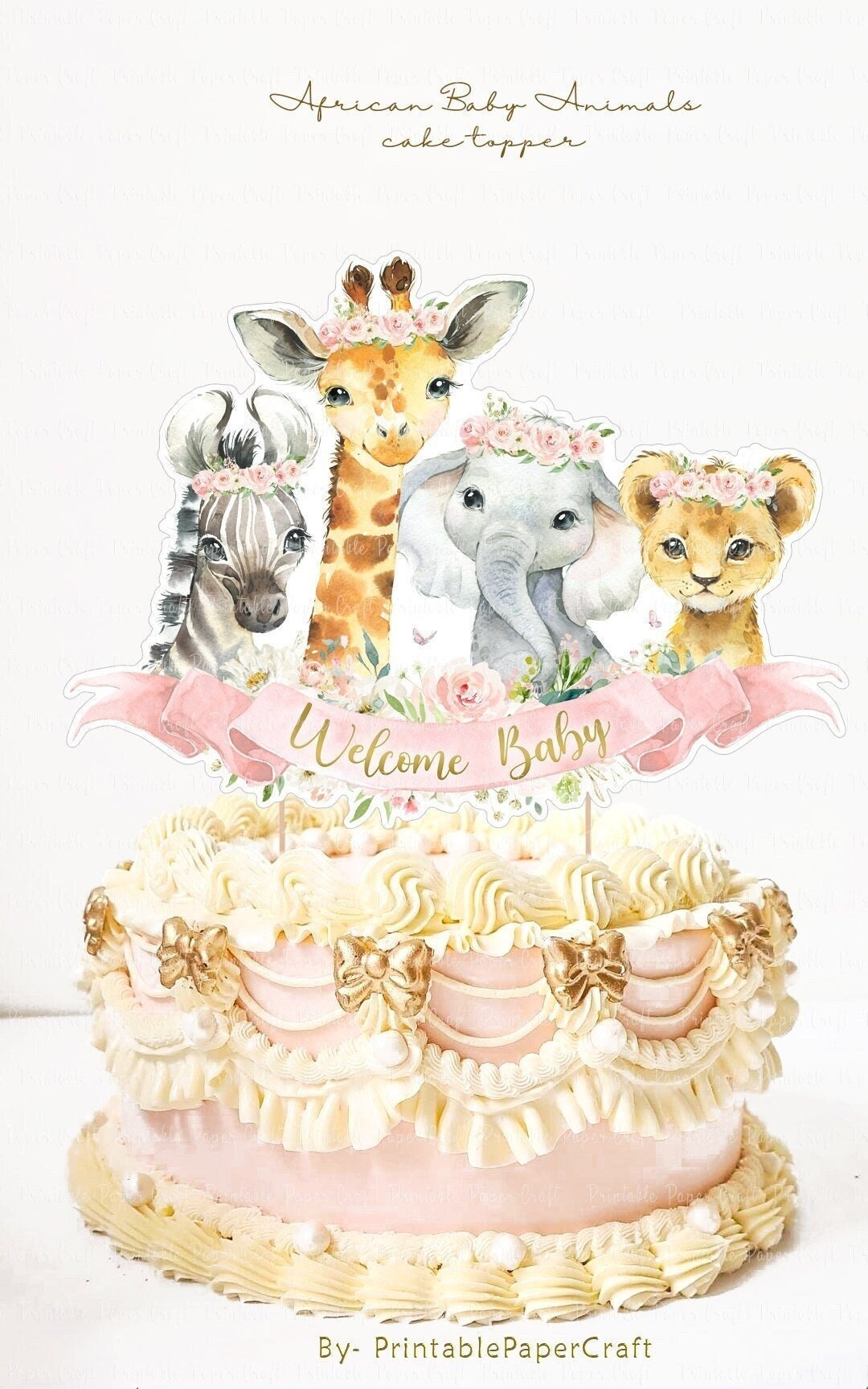Buy Safari Animals Baby Shower, Girl Safari Animals Cake Topper, Girl  Jungle, Safari Animals Party, Girl Baby Shower Party Supplies, Printable  Online