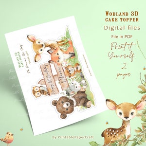 Woodland Cake Topper, Woodland Animals Centerpieces, Woodland 1st ...