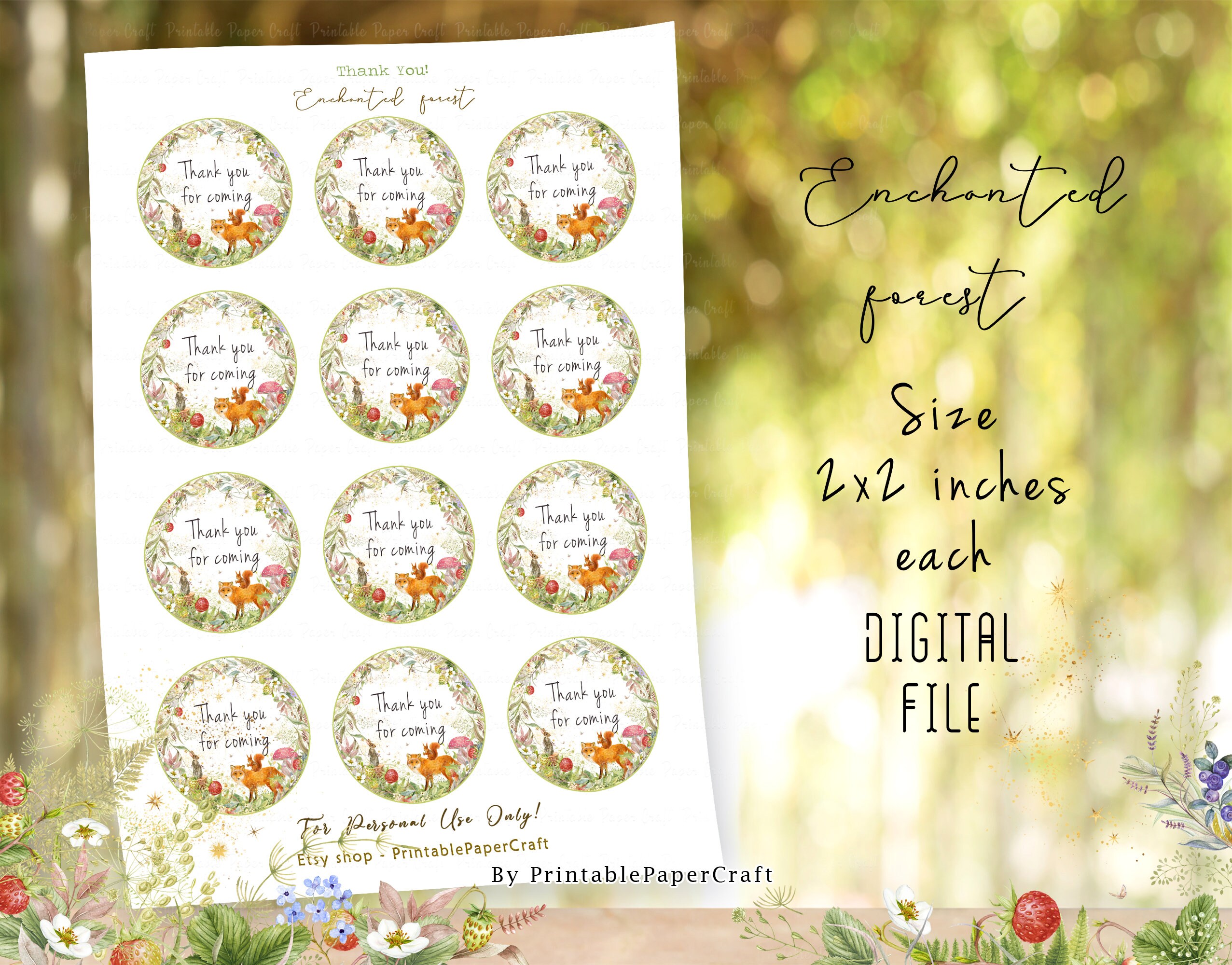 Enchanted Forest Party Supplies, Woodland Favor Tags, Woodland Birthday ...