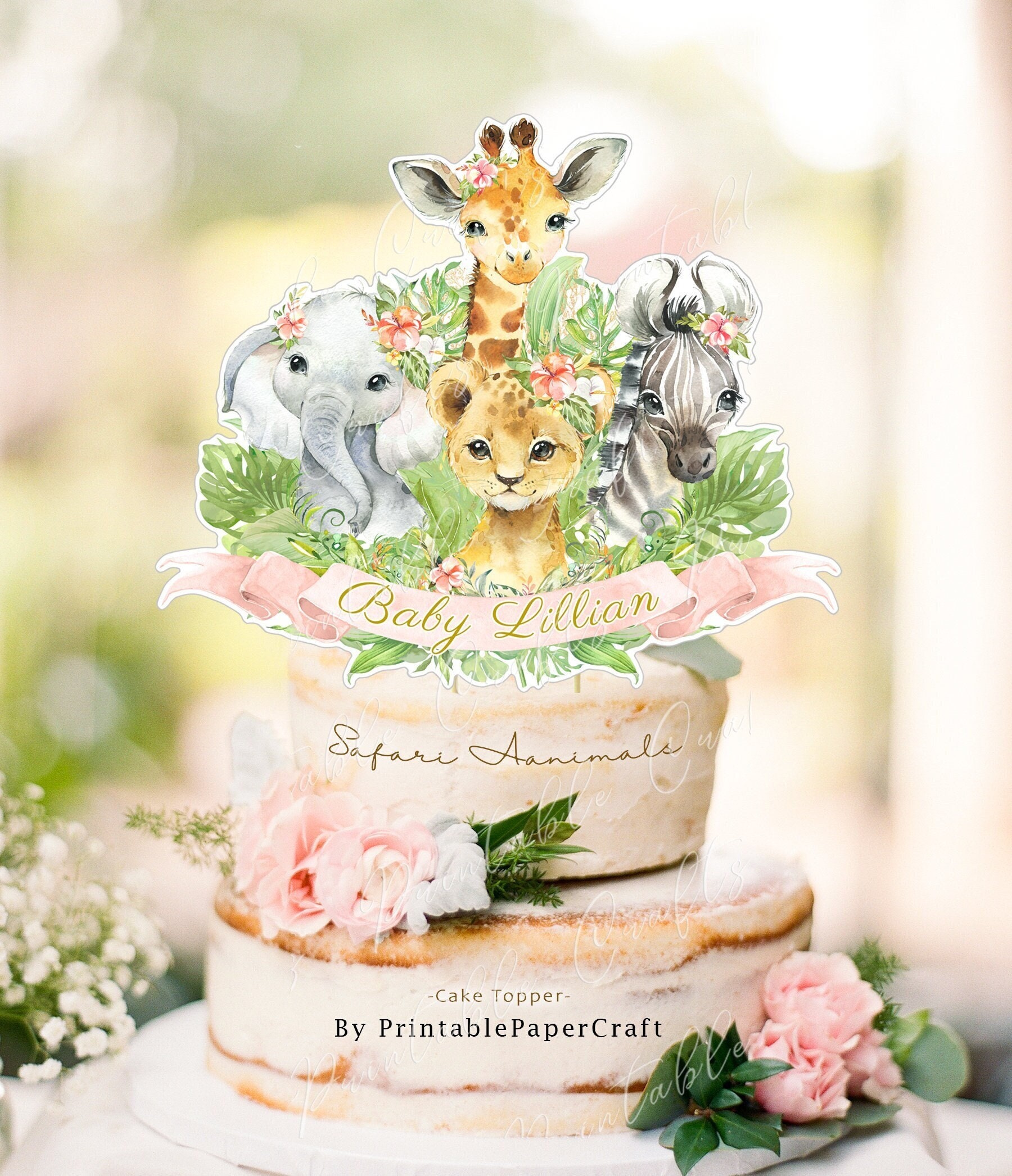 Safari Baby Shower Cake Topper, Safari Animals Centerpiece, Jungle Baby