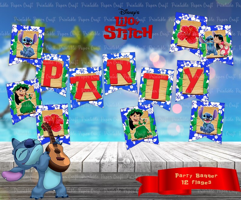 Lilo and Stitch Disney Banner Printable Party Birthday | Etsy