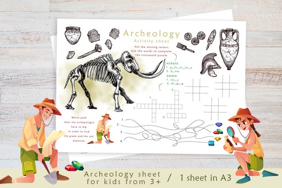 Archeology Printable Coloring Page Printable Activity | Etsy
