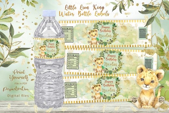 Lion King Water Bottle Labels, Lion King Birthday Party Supplies