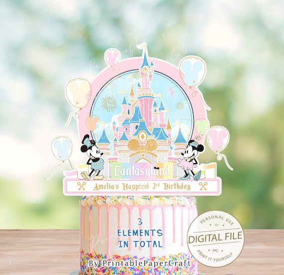 Birthday Cake Topper, Magical Birthday Party Supplies, Small World, Birthday Cake Decor, Princess Birthday, 1st Birthday Party Decor Digital