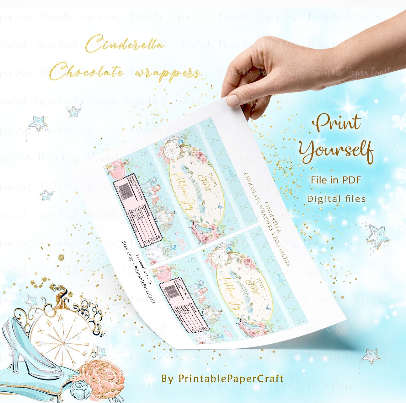 Cinderella Chocolate Bar Wrapper Cinderella Candy Bar - Etsy