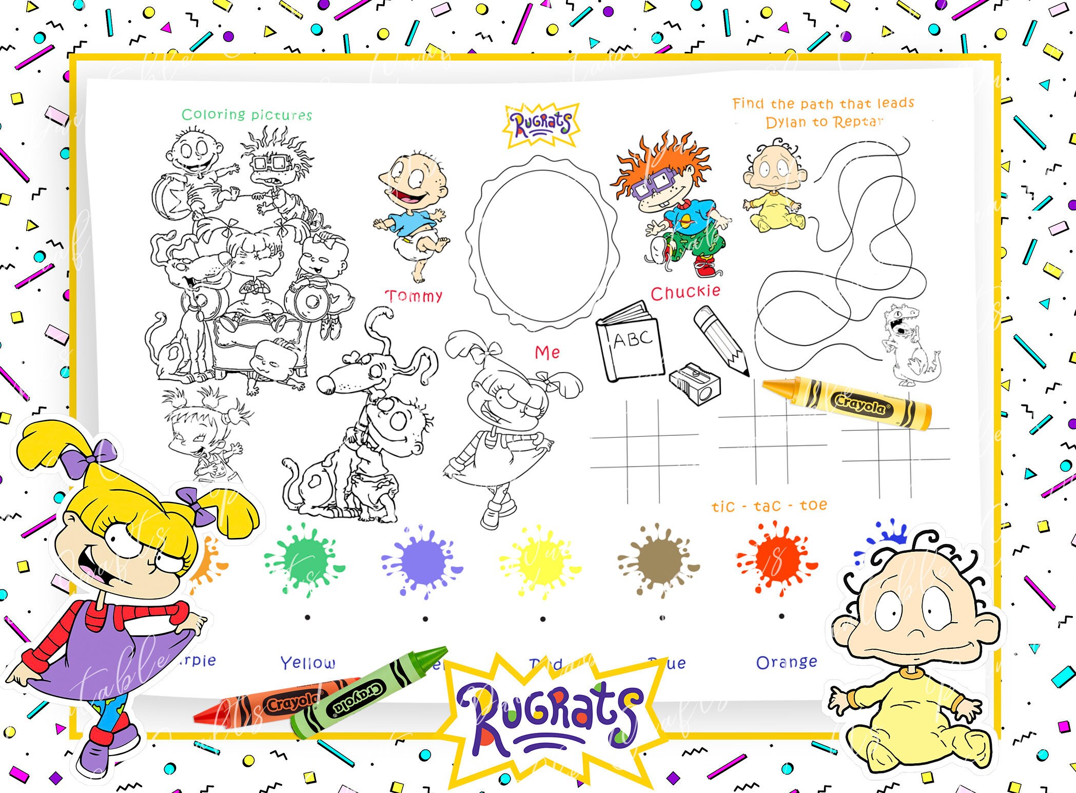 Rugrats Printable Coloring Page Printable Activity Placemat | Etsy