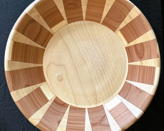 Cedar and Maple Footed Platter: Segmented Tear Drop Design