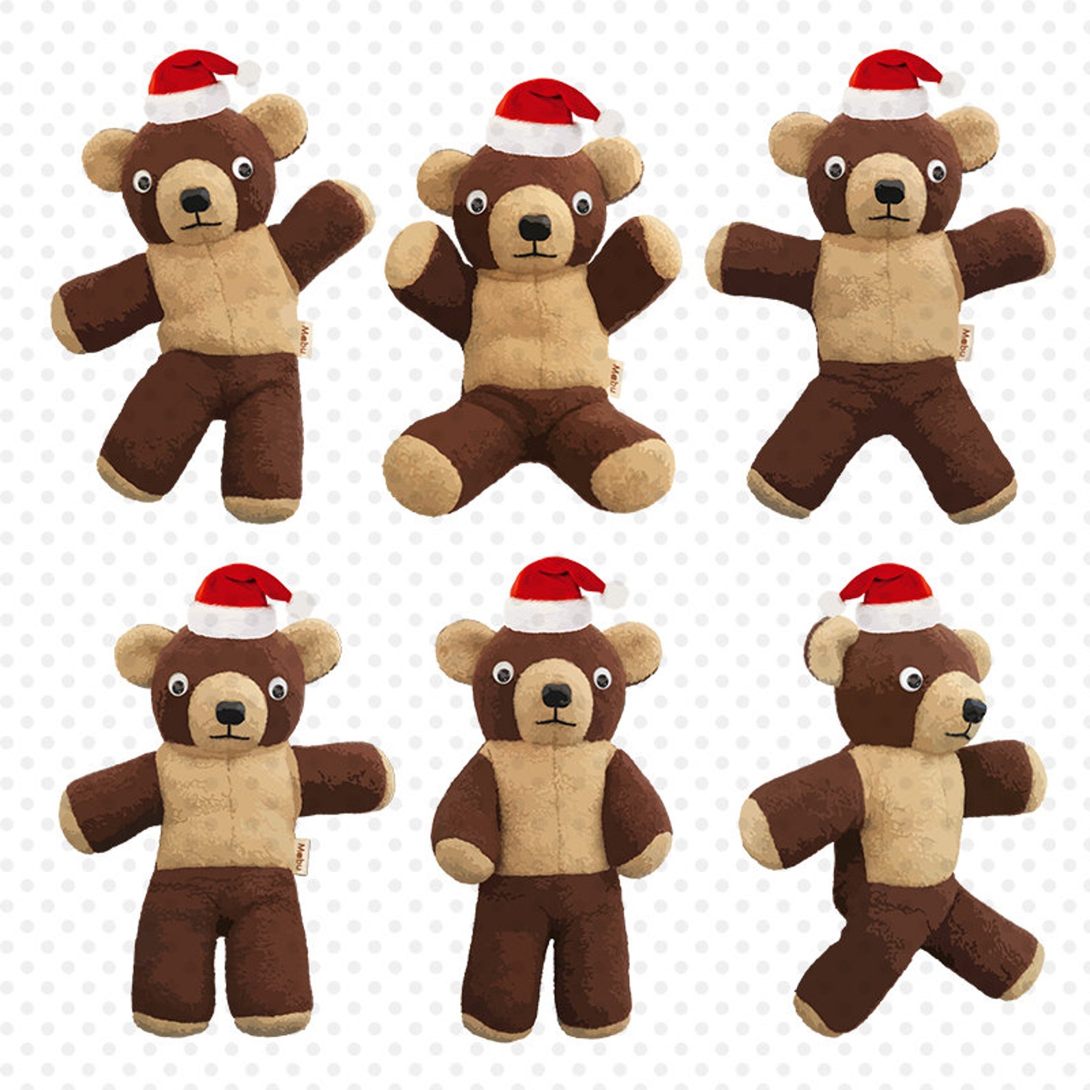Christmas Bears Clip Art Holiday Clipart Stuffed Bear Funny Etsy
