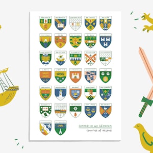 Counties of Ireland - Contaetha na hÉireann | A3 or A2 print