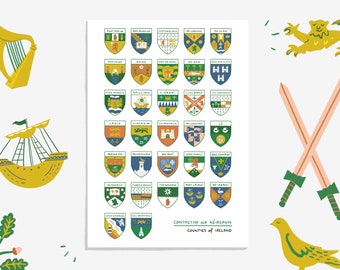 Counties of Ireland - Contaetha na hÉireann | A3 or A2 print
