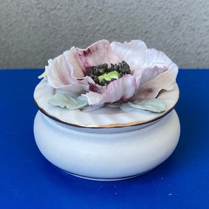Jewelry Box Handmade Porcelain-Russian Ceramic-Floral Decorated Trinket Box-Vintage Russian Treasure Box- Romantic Gift