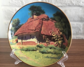 Ukrainian Souvenir House Plate Antique Limited Edition Bavaria Round Decorative Plate Gold Trim