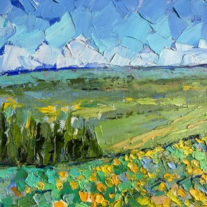 Field of Sunflowers Oil Painting Landscape Oil Painting Floral Painting Sky Painting Original Artwork Ukrainian Nature