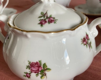 Koo@一期一会感謝　ベージュ Pink Roses Coffee Set-haas & Czjzek Czechoslovakia-vintage