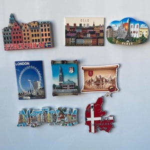 Fridge Travel Magnets Set European City Magnets for Refrigerator Country Magnets Freezer Magnets Vacation Gift