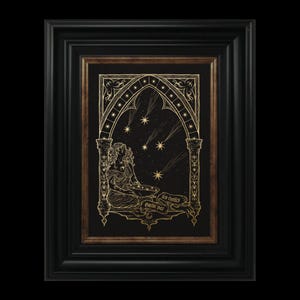 Pluie d'étoiles — Impression d'art en dorure, affiche mystique et spirituelle, décoration ésotérique