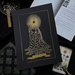 A estrela, carta de tarô — Impressão de arte de parede em papel alumínio místico, pôster espiritual, decoração de bruxa, presente para bruxa