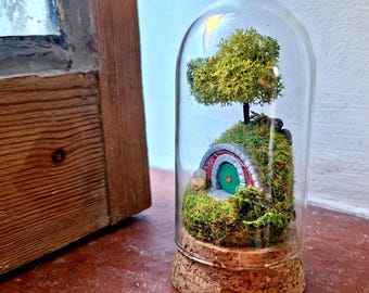Hobbit Hole Bell Jar Bottle, Mini Diorama Model Lord Of The Rings