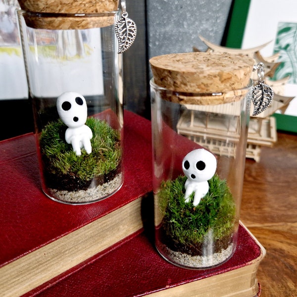 Bouteille de terrarium en mousse, esprit arbre Kodama