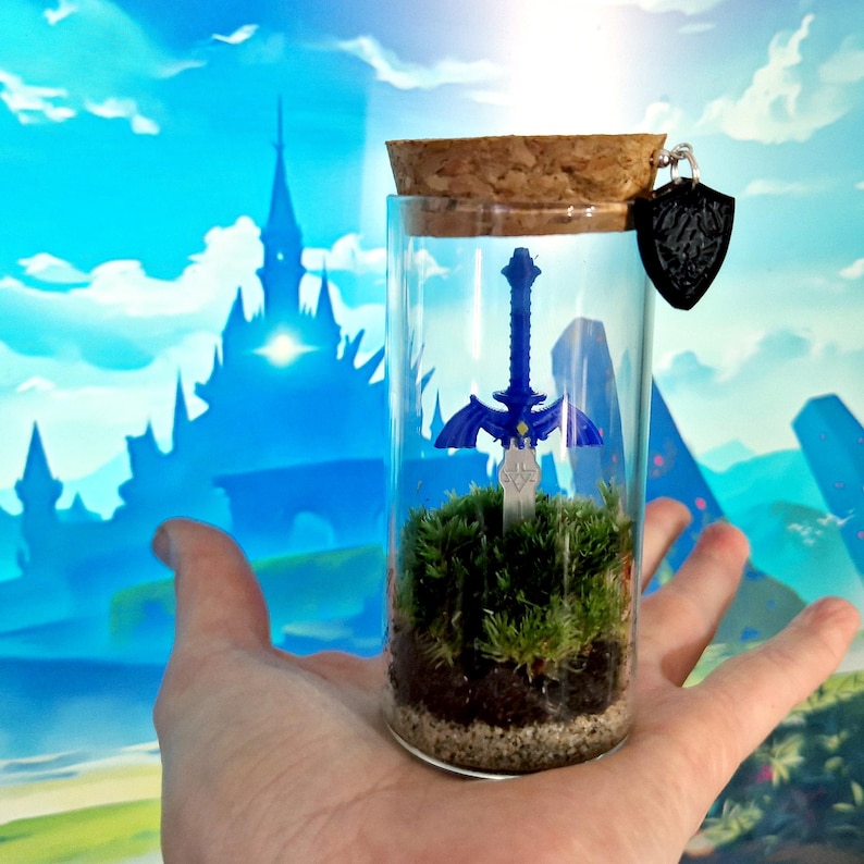 Zelda Master Terrarium Bottle, Legend of Zelda Indoor Plant Gift Ideas