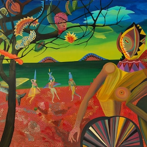 Round Tree Dance by Denisenkov Original surreal acrylic painting