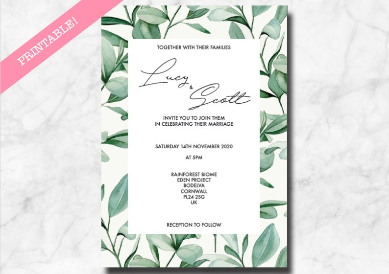 Leaves Floral Wedding Invitation Suite