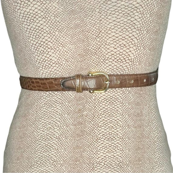 Vintage Lord and Taylor Brown Leather Croc Belt - Etsy Australia display picture 3