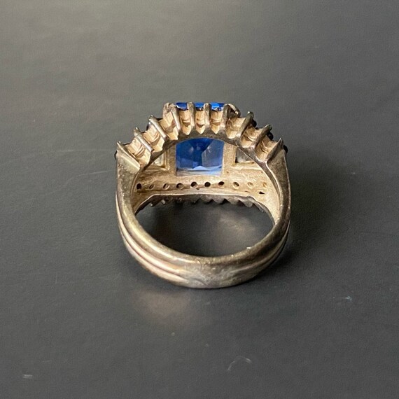 Vintage Antique Art Deco Blue Emerald Ring - image 6