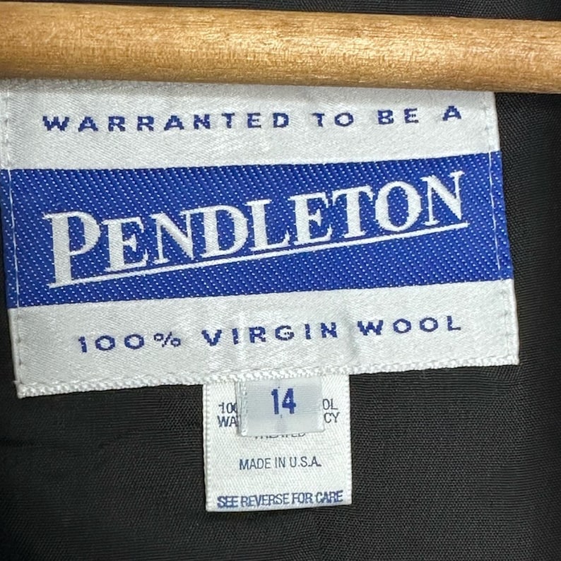 Pendleton Black Long Elegant Wool Trench Coat Sz 14 image 4