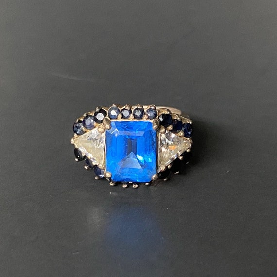 Vintage Antique Art Deco Blue Emerald Ring - image 9
