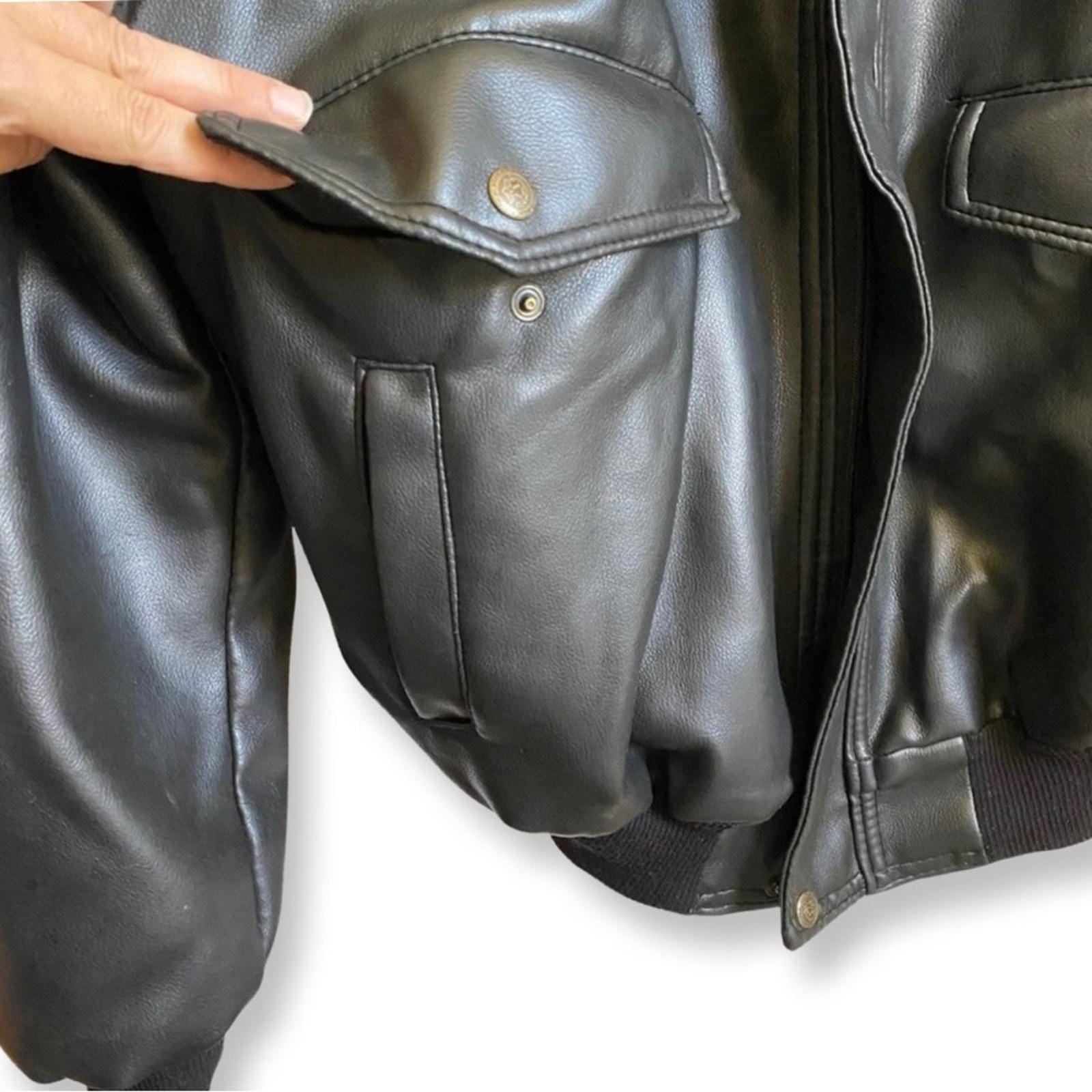 Vintage Men's Capica Italy Black Faux Leather Bomber Jacket Vintage Men's Capica Italy Black Faux Leather Bomber Jacket