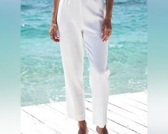 Davenshire 80s White Textured Tex Slacks Sz 10