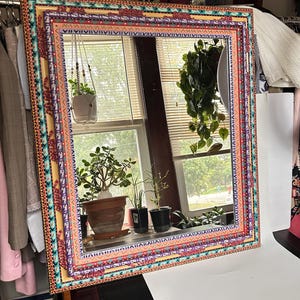 T Utterback Vintage 1991 Painted Sculpted Wood Mirror