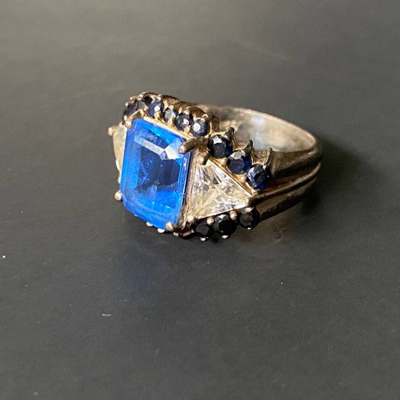 Vintage Antique Art Deco Blue Emerald Ring - image 10
