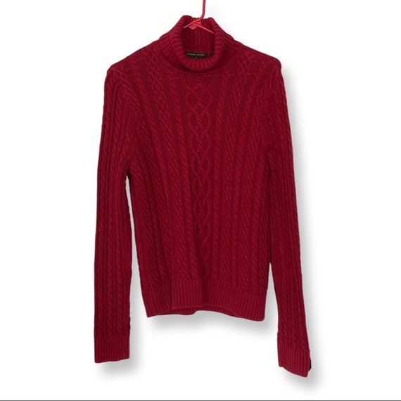 Vintage 90's Jeanne Pierre Red Cable Knit Turtlene