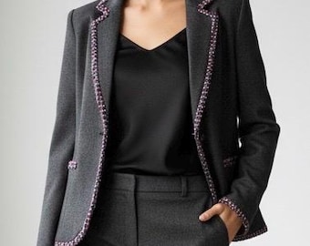 Blazer in cotone e poliestere color antracite, taglia M, di New York And Co Design Studio.