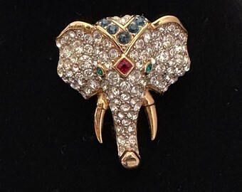 Broche de elefante de cristal D'Orlan vintage