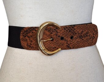 Vintage Rayman/Ridless Snakeskin Leather Belt With Gold Plated Buckle Rayman ridless womens belt - Gem main image 2