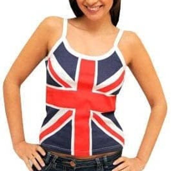 Haut d'été Union Jack drapeau britannique Top skinni T-shirt sans manches Filles tout-petits Enfants maman et fille Tailles