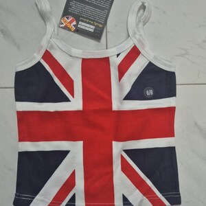 Top de verano con la bandera británica Union Jack, camiseta ajustada, chaleco para niñas, bebés, niños pequeños, tallas para madre e hija. imagen 2